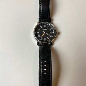 Black leather strap fossil watch. Used - good